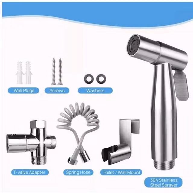 NESTLUNE Luxury Handheld Bidet Spray Kit Toilet Jet Hygiene Shower Accessory in Silver, W/D/H: 180 x 180 x 180 cm – 1