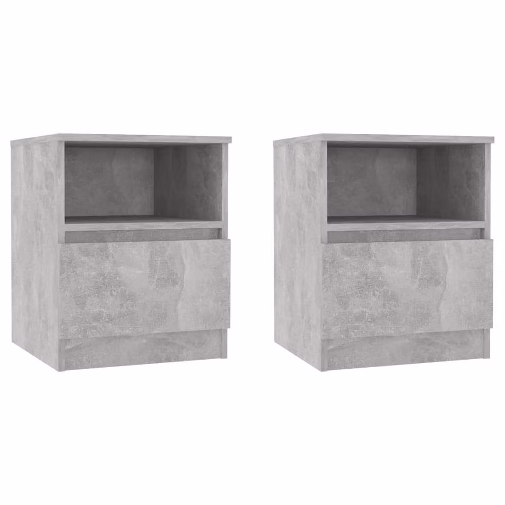 Berkfield Home Durable Bed Cabinets, 2 Piece Set in Concrete Grey, W/D/H: 40 x 40 x 50 cm – 3