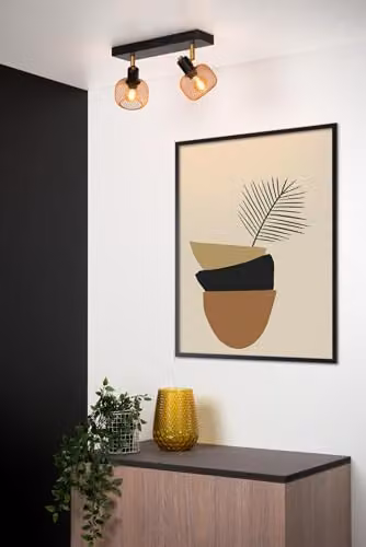 Lucide Maren Retro Dimmable Twin Ceiling Spotlight in Gold/Brass with 2 x E14 Sockets – 3