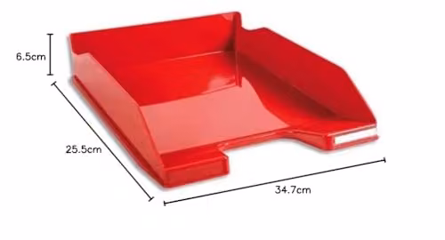 Exacompta Iderama Collection Stackable Letter Tray Combo Midi for A4 Documents, Carmin Red Glossy, W: 34.7 cm, D: 25.5 cm, H: 6.5 cm – 2