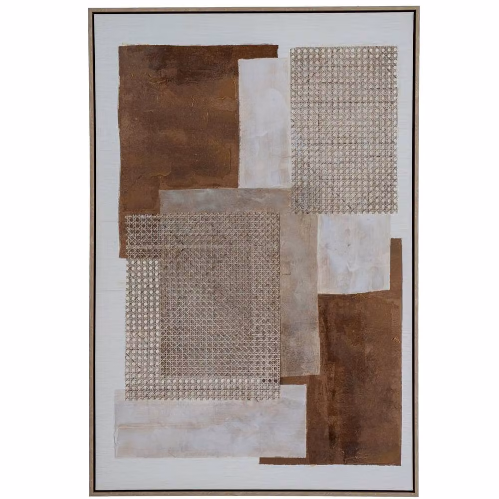 Wyld Haus Arachova Abstract Hand Painted Framed Canvas in Brown, Sand and Multicolour – 2