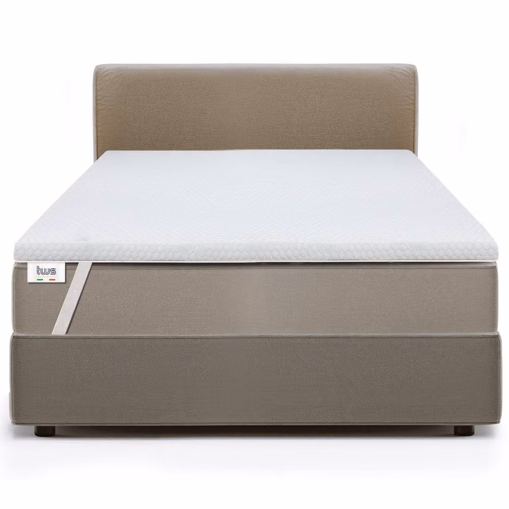 White Stone Hypoallergenic Memory Foam Mattress Topper and Protector, White, W: 130 cm x L: 190 cm – 5