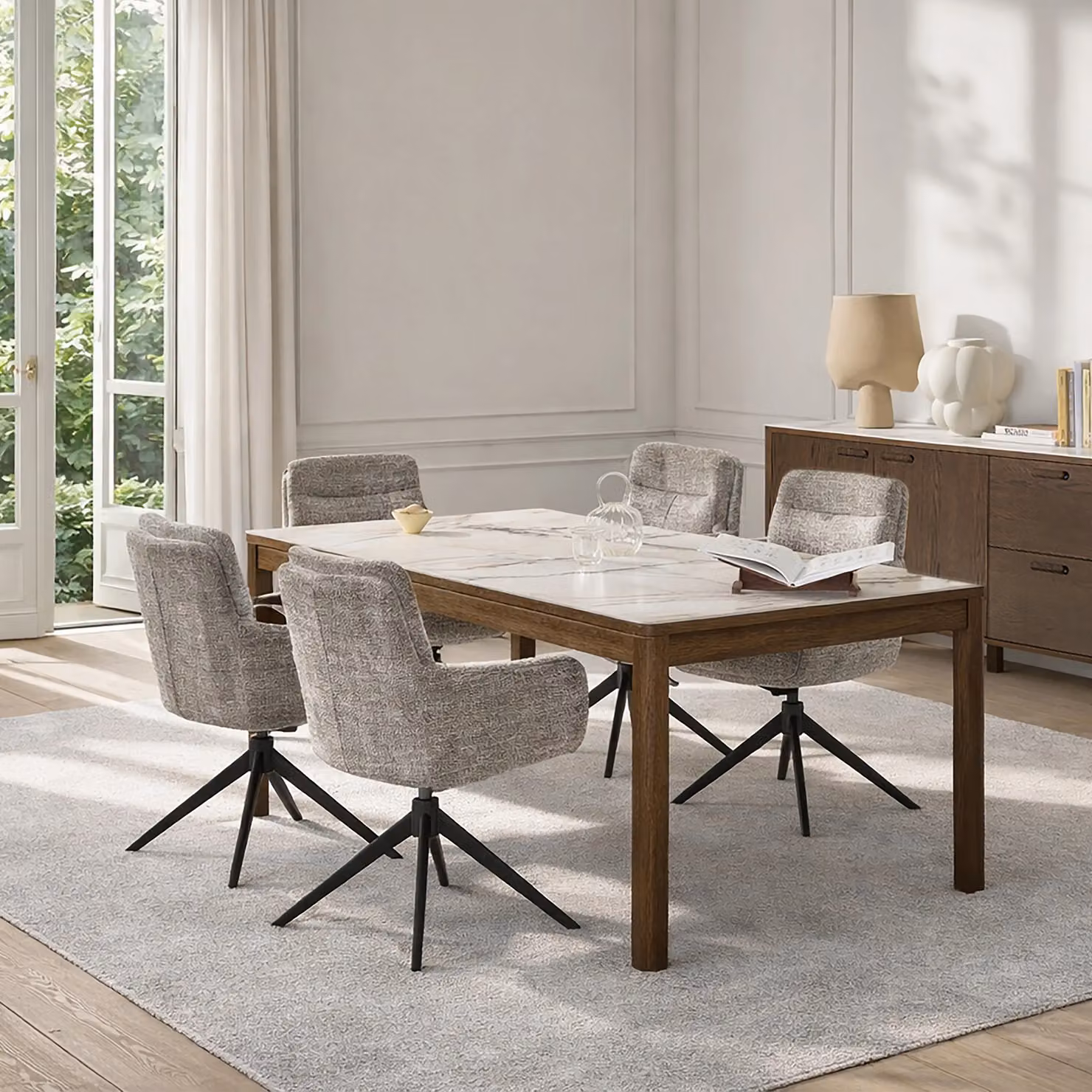 Furniture To Go Southampton Rectangular Dining Table with Cream Ceramic Top and Oak Legs, W: 180 cm, D: 75 cm, H: 75 cm – 3