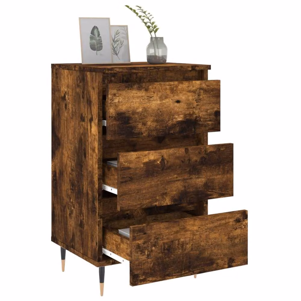 Berkfield Home Elegant Bedside Cabinets, 2 Piece Set in Smoked Oak Brown, W/D/H: 40 x 35 x 69 cm – 3