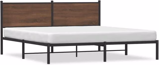 Berkfield Home Metal Bed Frame in Brown Oak, W/D/H: 160 x 200 cm