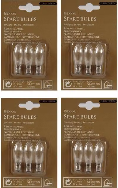 Lumineo White Transparent Glass Candle Bridge Bulbs, 34V 3W, Pack of 4