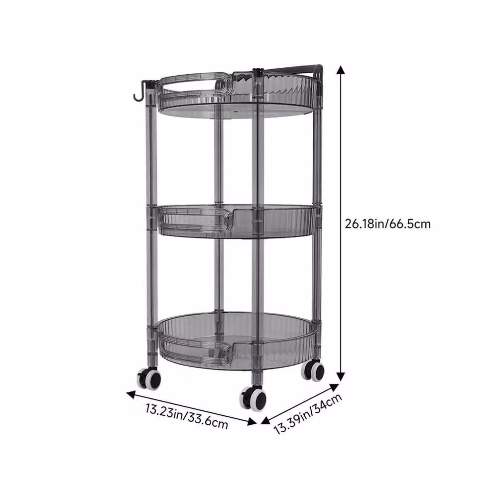 KORVIXA 3 Tier Utility Storage Cart with Wheels in Grey – 2