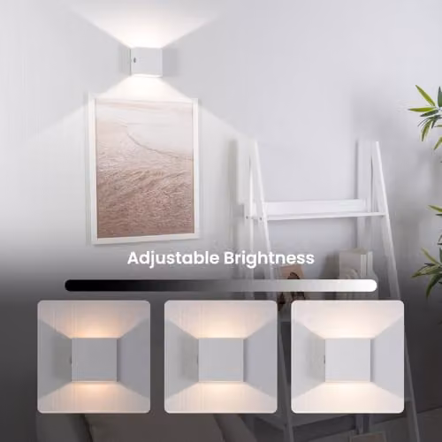 ValueLights White Magnetic Easy Fit LED Wall Light with Touch Control and USB Rechargeable Battery, Up and Down Lighting, Dimmable, Warm White