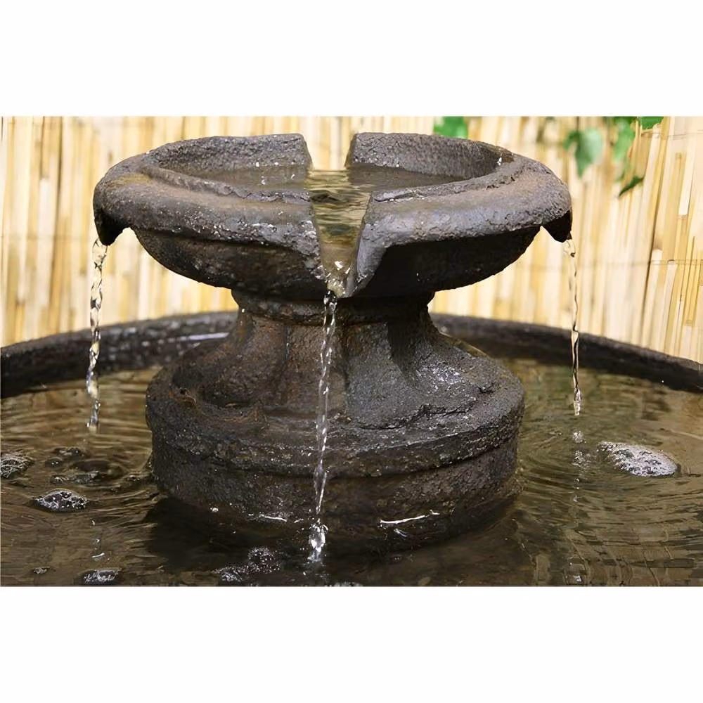 Primrose Maleda Round 2 Tiered Birdbath Garden Water Fountain in Bronze, Height: 71 cm – 9