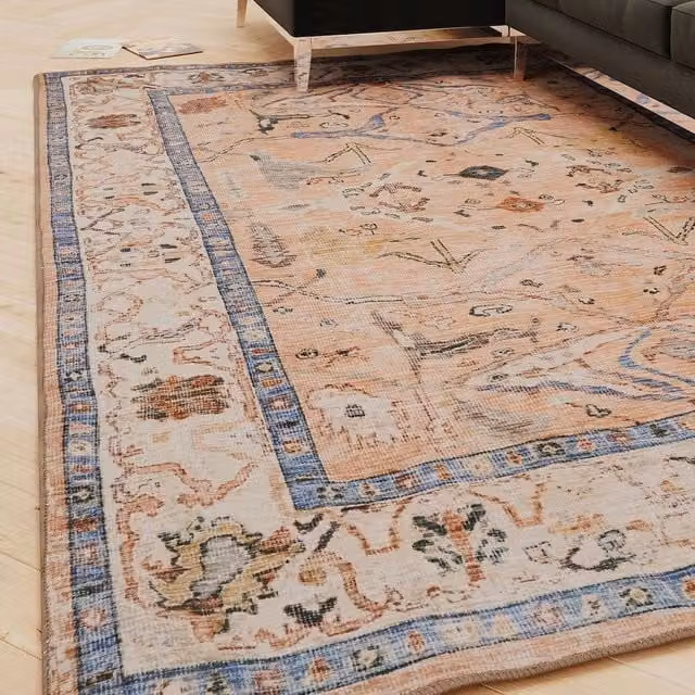 Kukoon Peach Vintage Distressed Soft Pile Area Rug, W: 80 cm, L: 150 cm
