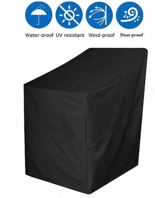 EONLION Waterproof Black Polyester Stacking Armchair Cover for Outdoor Garden Use, Width: 100 cm – 1