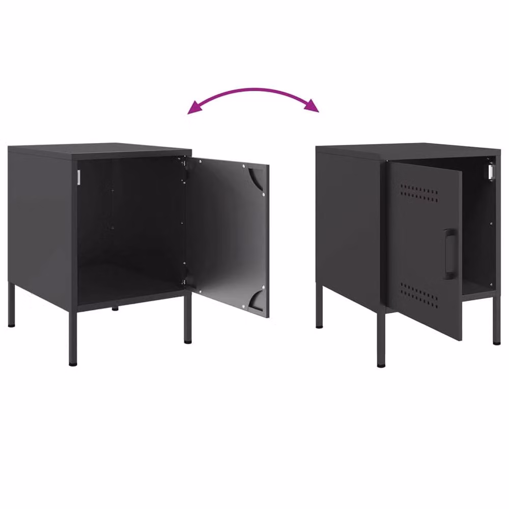 Berkfield Home Set of 2 Black Industrial Metal Bedside Cabinets, W/D/H: 36 x 39 x 50.5 cm – 3