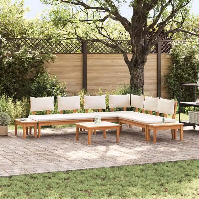 Berkfield Home 4-Piece Rustic Teak Wood Garden Bench Set in Brown