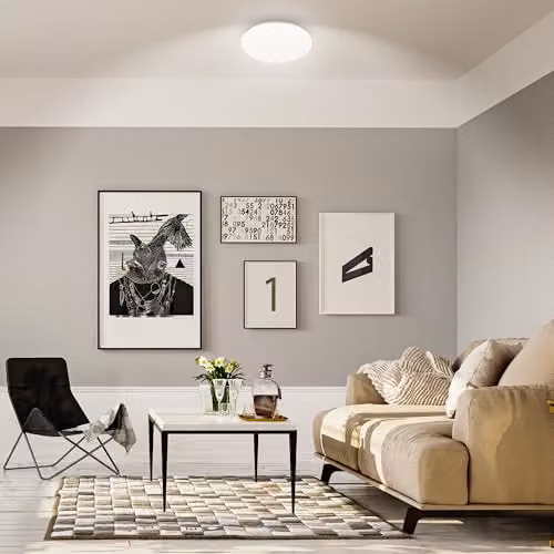 Briloner LED Ceiling Light, White, Round Modern Design, W/D/H: 27.8 x 27.8 x 6.5 cm – 3