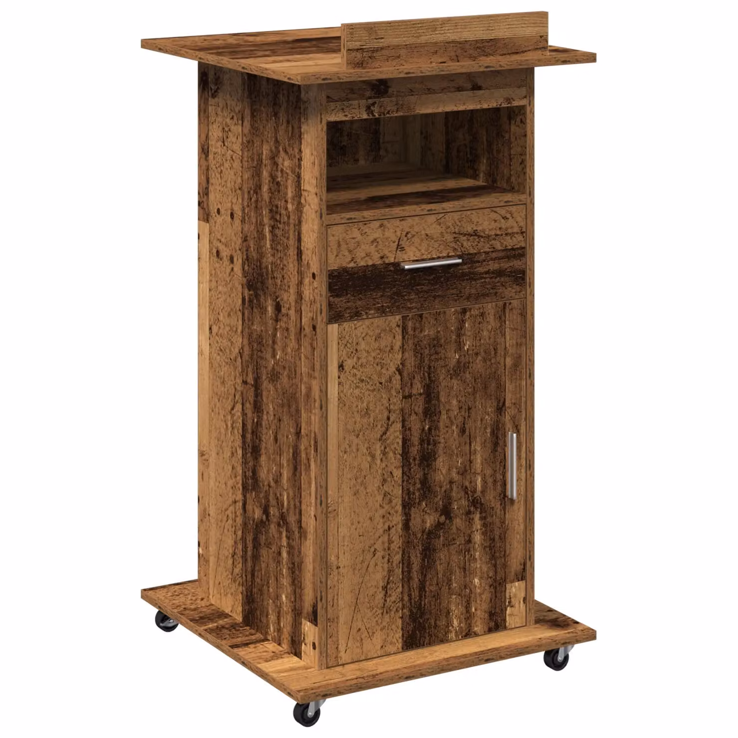 Berkfield Home Rustic Lectern Podium with Wheels in Brown Engineered Wood – 2