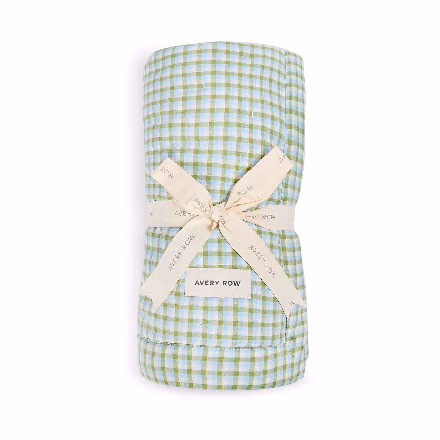 Avery Row Quilted Cotton Cotbed Bedspread in Green Greenhouse Gingham – 2
