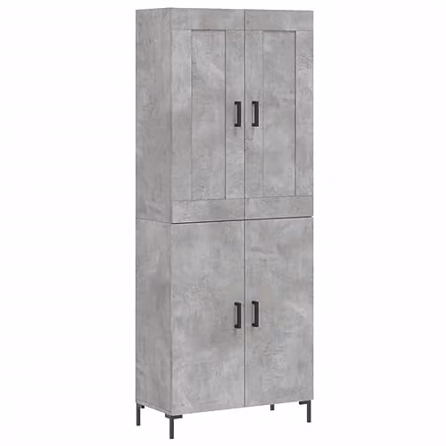 vidaXL Modern Highboard in Concrete Grey with Hinged Doors and Internal Shelves, W/D/H: 69.5 x 34 x 180 cm – 1