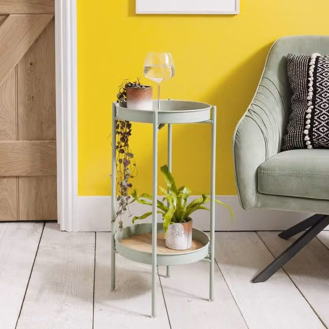 Nöa and Nani Solna Small Side Table in Green Pine Wood