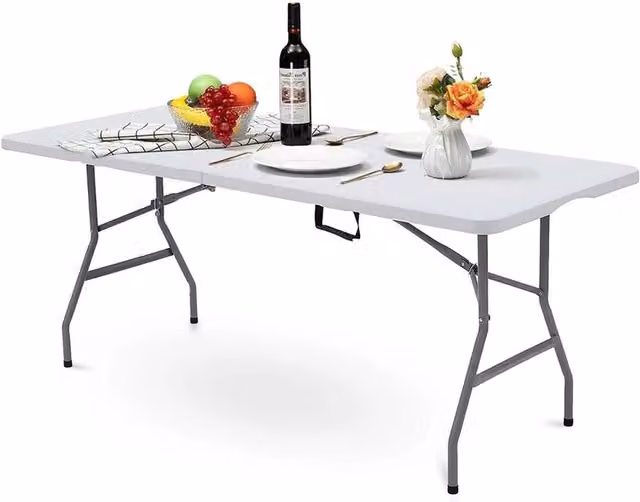 Nordara Heavy Duty Folding Trestle Table in White, W/D: 100 x 60 cm