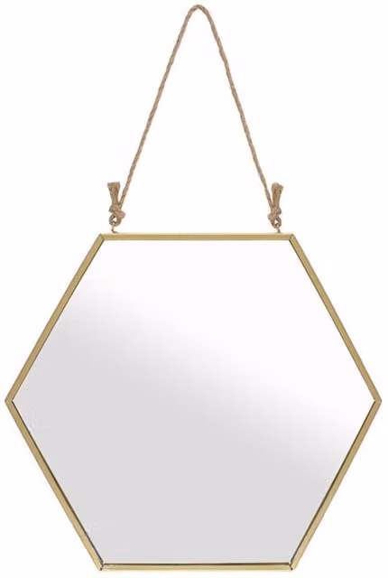 KDMK Large Gold Geometric Wall Mirror with Metal and Glass Details