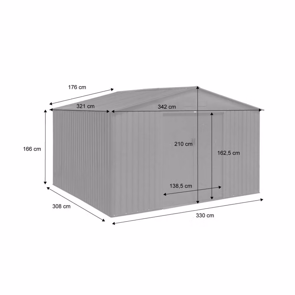 Sweekeek Metal Garden Shed in Dark Grey, 10.85m2 Gable Design – 3