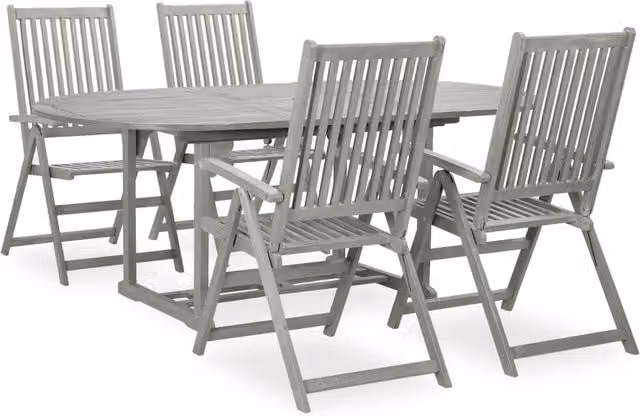 Berkfield Home 5 Piece Modern Garden Dining Set in Grey Solid Acacia Wood – 1