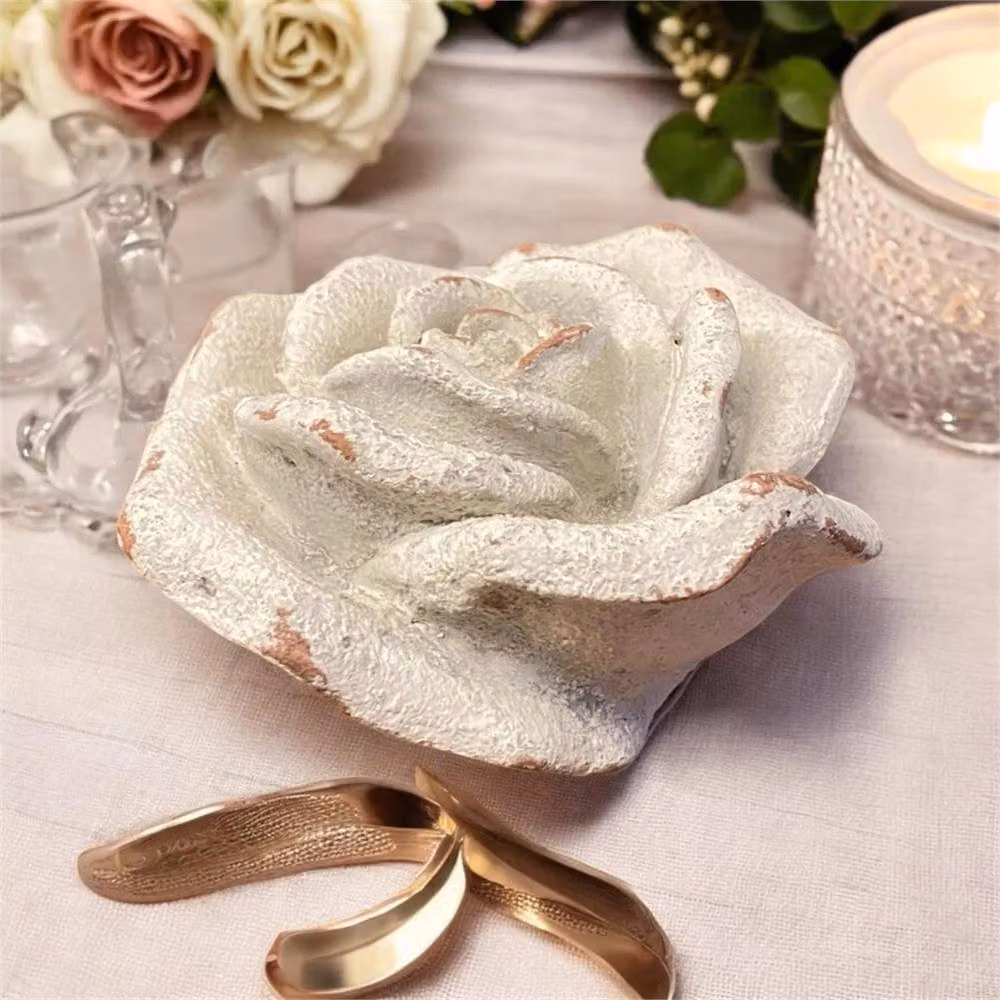 Nordara Antique White Floral Stone Garden Ornament – 2