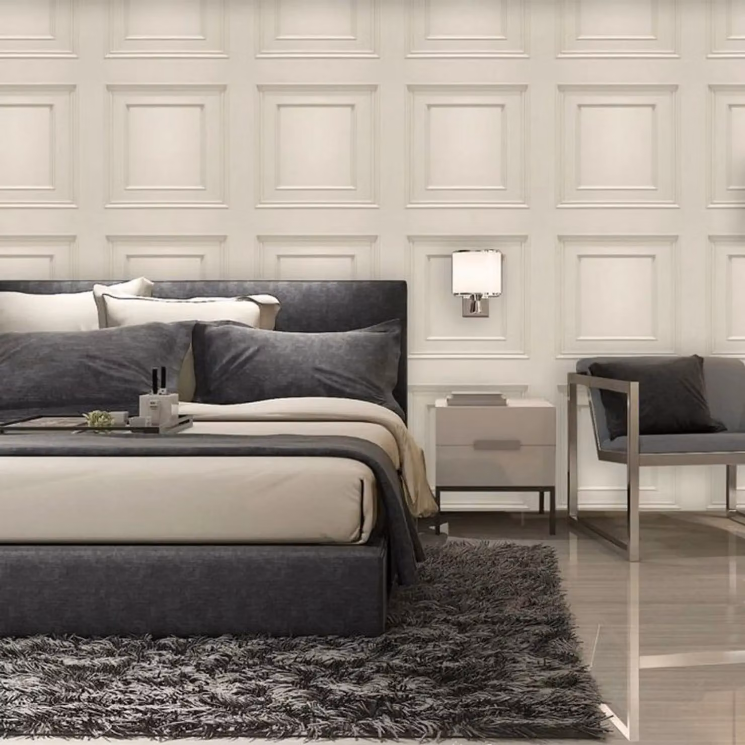 Belgravia Amara Wood Panel Textured Vinyl Wallpaper in Beige – 2