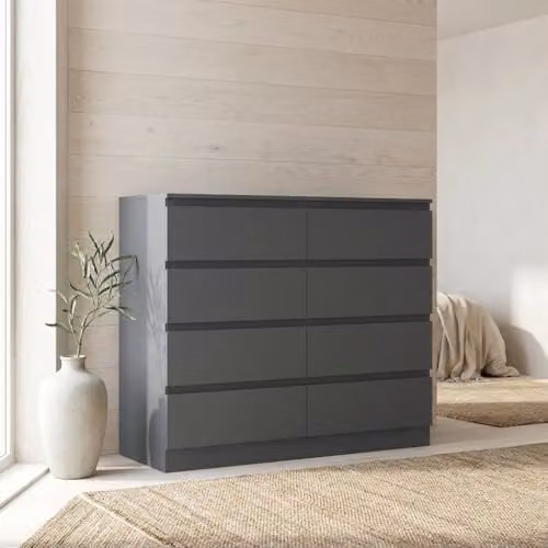 FWStyle Carlton Matt Dark Grey 8 Drawer Chest of Drawers W: 110 cm, H: 99 cm, D: 40 cm – 4