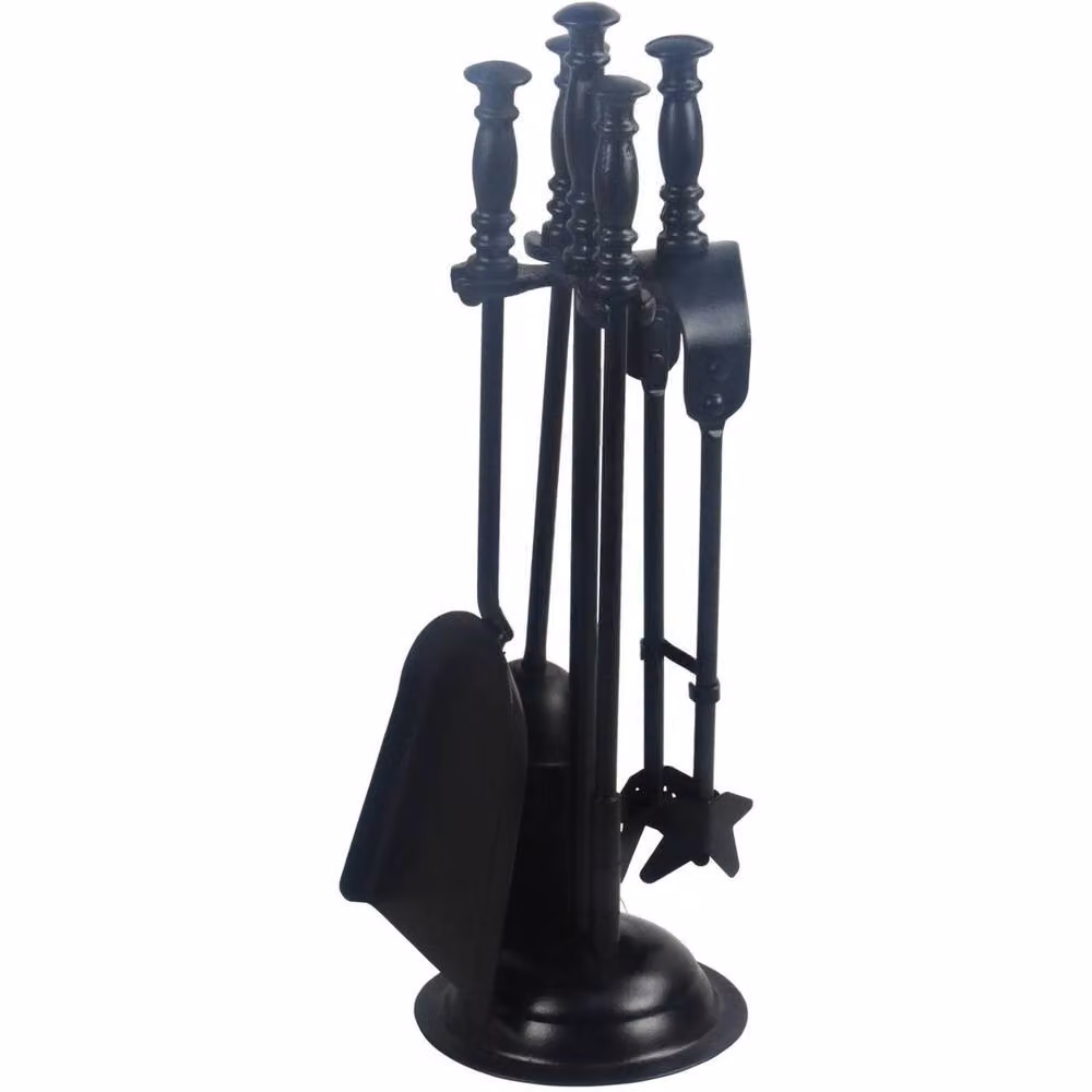NESTLUNE 5-Piece Fireplace Tools Set in Black, 40.64 cm – 2