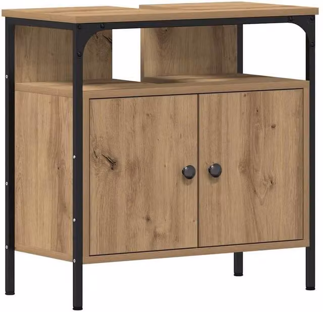 Berkfield Home Artisan Oak Bathroom Sink Cabinet, Brown, W/D/H: 60 x 30 x 60 cm
