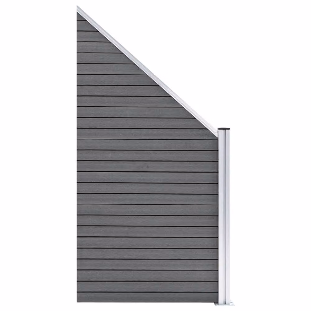 Berkfield Home WPC Fence Set in Grey, including 2 Square and 1 Slanted Panel, W: 446 cm, H: 186 cm – 4