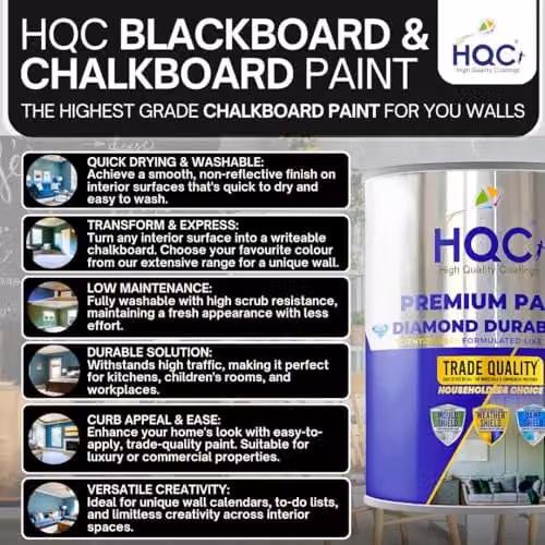 HQC Paints Blackboard and Chalkboard Paint in Beige, 1 Litre, Matt Finish, Water Based – 3