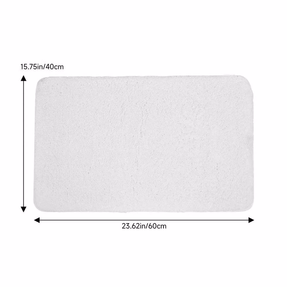 EONLION Non-Slip Quick-Drying Shaggy Bath Mat, White, W: 40 cm, D: 60 cm – 2