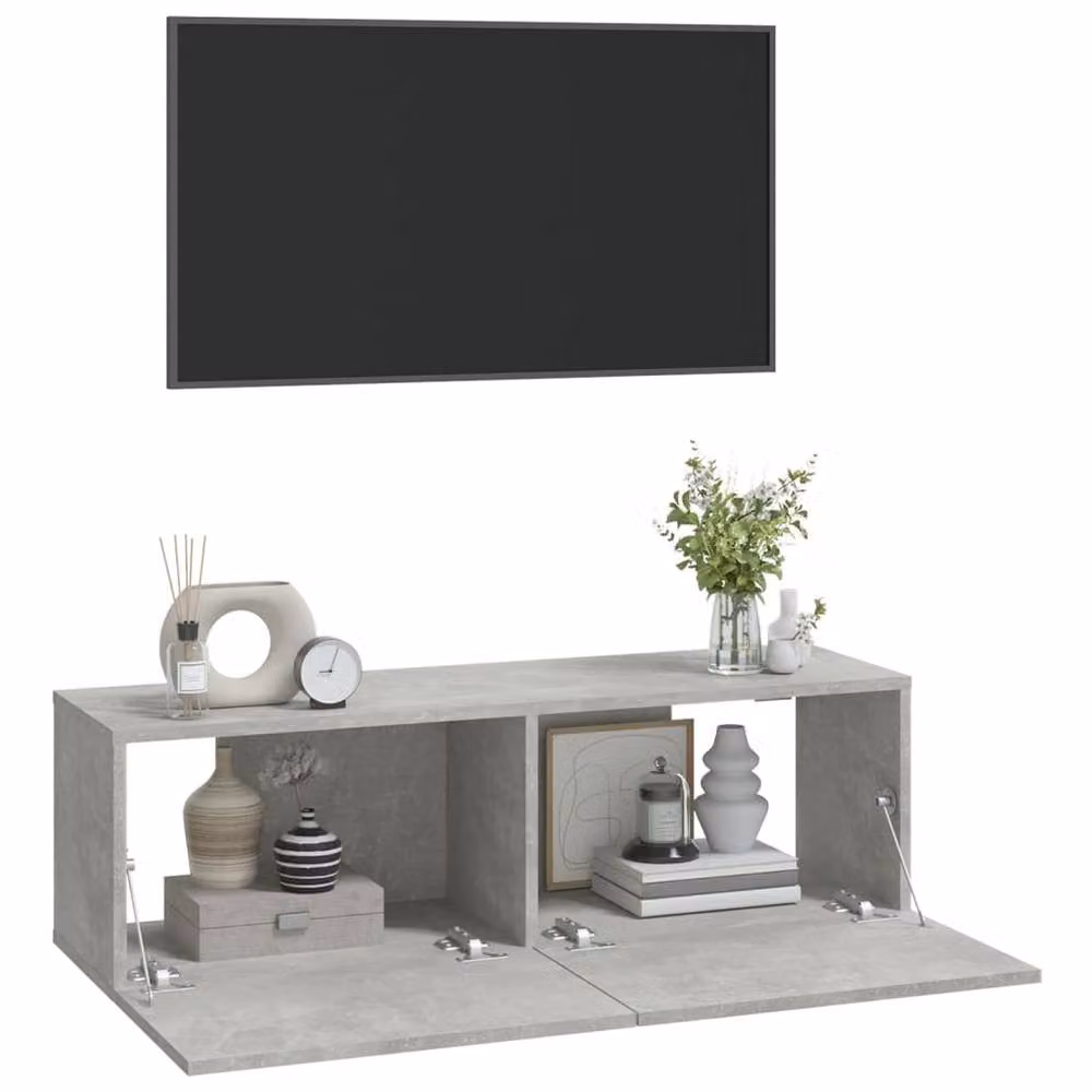 Berkfield Home Wall Mounted TV Cabinets, 2 Piece Set in Concrete Grey, W/D/H: 100 x 30 x 30 cm – 3