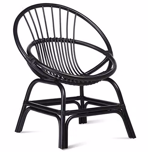 Desser Black Rattan Wicker Moon Chair H 84 x W 75 x D 63 cm – 1