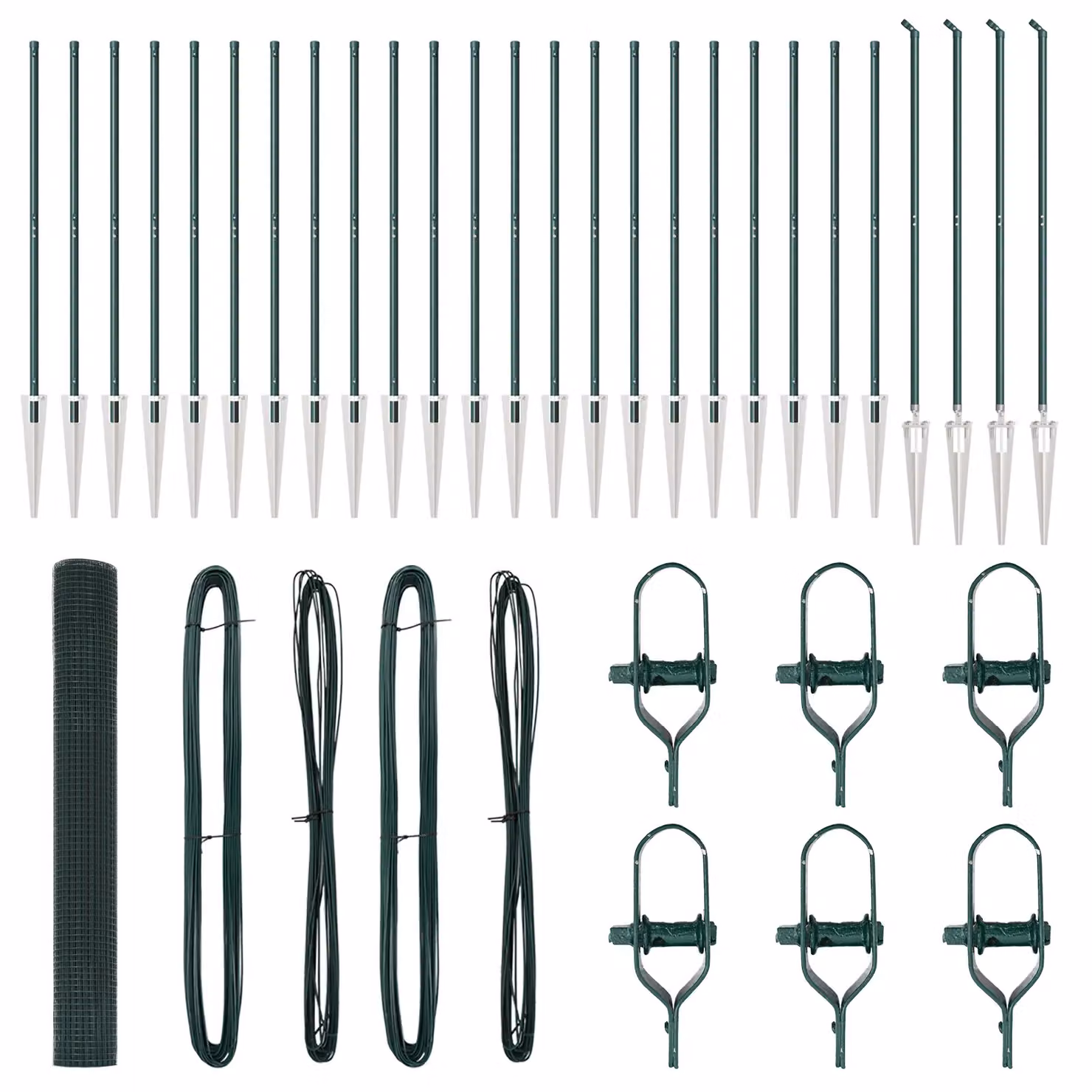 Berkfield Home Green Steel Welded Wire Fence with 13 In-Ground Spike Posts, 1.4 x 50 m – 2
