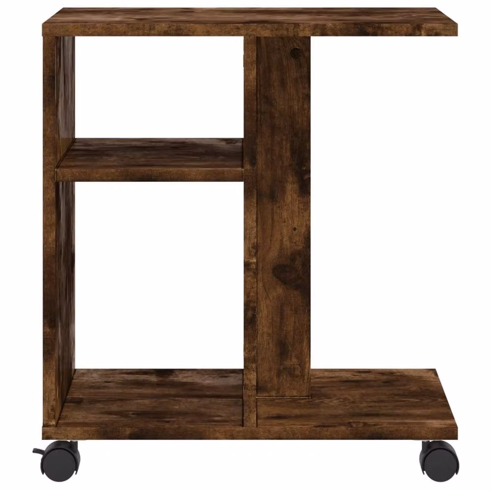 Berkfield Home Side Table with Wheels in Smoked Oak Brown, W/D/H: 50 x 30 x 55 cm – 5