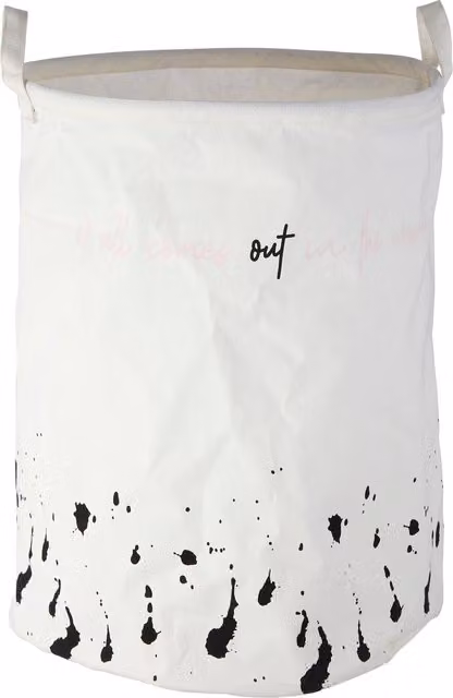 Orsina Speckled Fabric Laundry Basket with Handles in White and Black