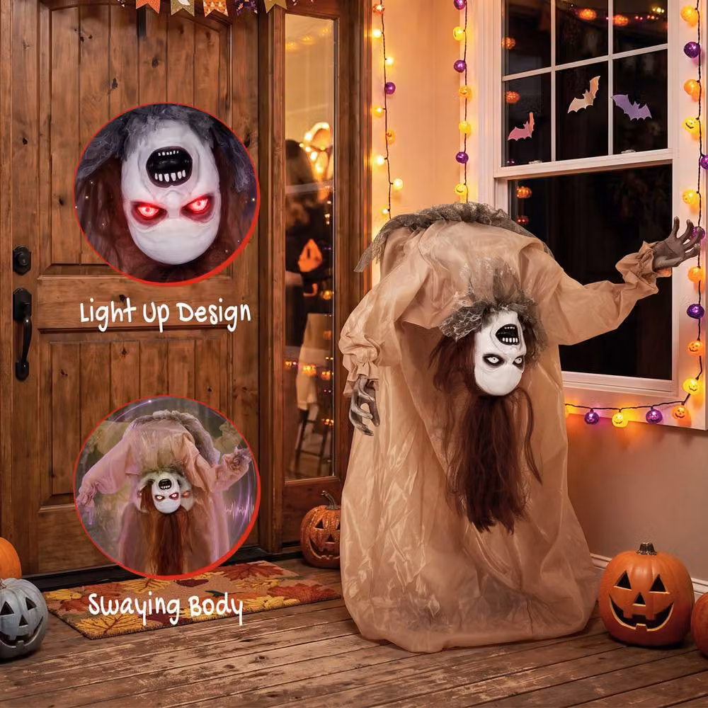 HOMCOM Animated Halloween Ghost for Indoor and Covered Outdoor Use in Brown – 4