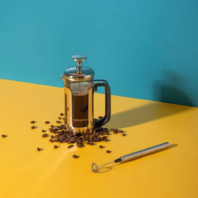 La Cafetire Roma 3 Cup Cafetire and Handheld Coffee Frother Set, 350ml, Silver