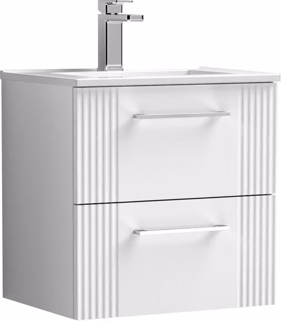 Balterley Minimalist Wall Hung 2 Drawer Vanity Unit with Basin, Satin White, W: 50 cm, D: 51.8 cm, H: 50 cm – 1