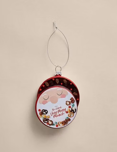 M&S Very Merry Munch Tin Glass Bauble in Multicolour