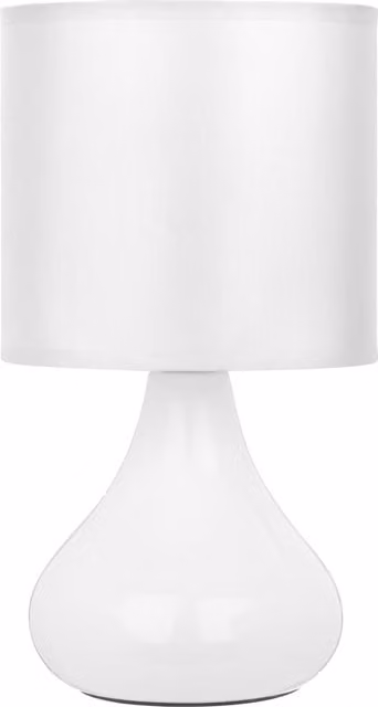Orsina White Ceramic Table Lamp with Fabric Drum Shade and Nordic Droplet Design