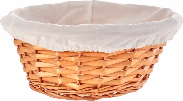 Orsina Round Handwoven Willow Basket with Cream Fabric Liner in Natural Beige