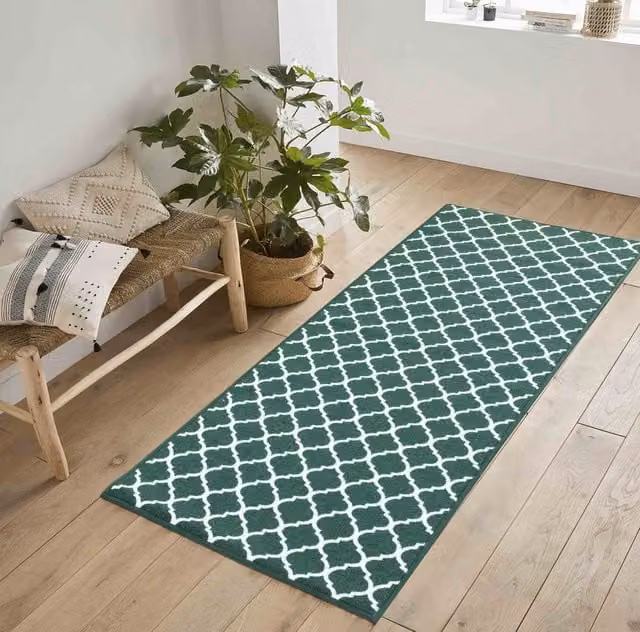 Desire Rugs Non-Slip Trellis Design Machine Washable Doormat, Green, W: 60 cm, D: 40 cm – 1