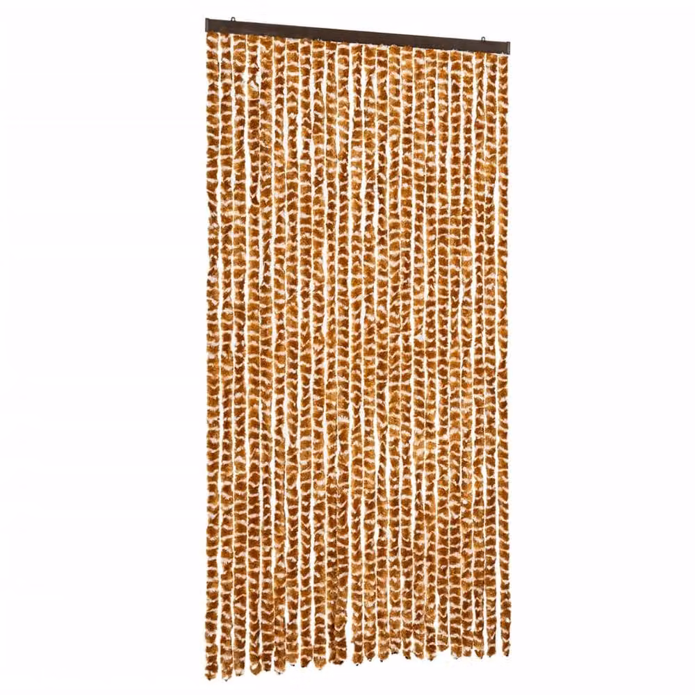 Berkfield Home Chenille Fly Curtain in Yellow and White, W: 100 cm, H: 200 cm – 2