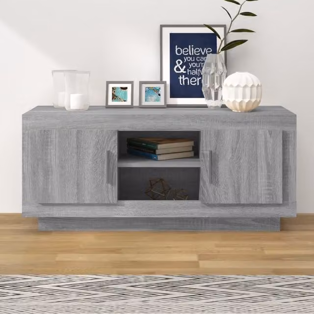 Berkfield Home Grey Sonoma TV Cabinet in Matt Engineered Wood W/D/H: 102 x 35 x 45 cm