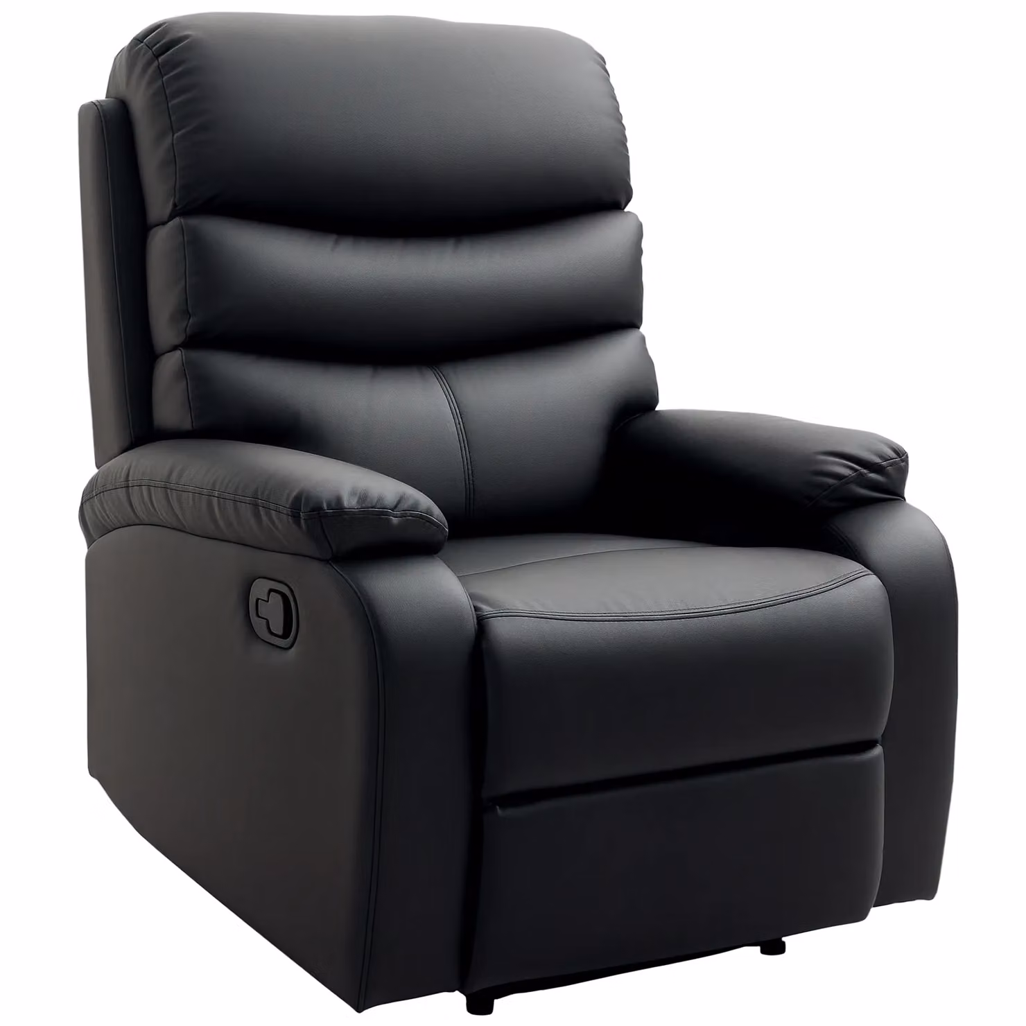 HOMCOM Black PU Leather Manual Reclining Chair with Padded Armrests and Retractable Footrest – 2