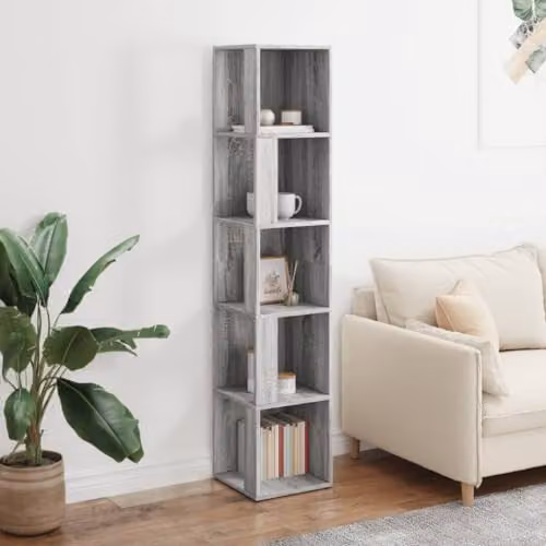vidaXL Modern Freestanding Corner Cabinet in Grey, W/D/H: 33 x 33 x 164.5 cm – 2